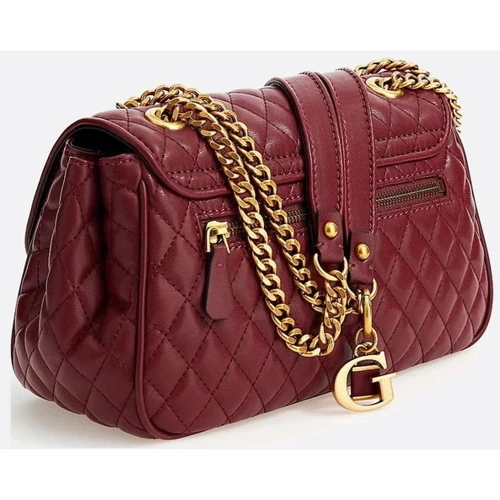 Женская сумка через плечо GUESS MAILA CONVERTIBLE XBODY FLAP бордовая (HWQB8661210-MER): Фактура Стеганая, Матовая