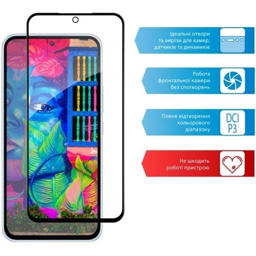 Аксессуар для смартфона ACCLAB Tempered Glass Full Glue Black for Samsung A546 Galaxy A54 5G: Материал стекло