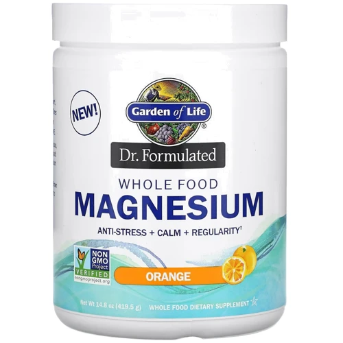 

Garden of Life Whole Food Magnesium Powder Магний Цельнопищевой вкус апельсина 419.5 г