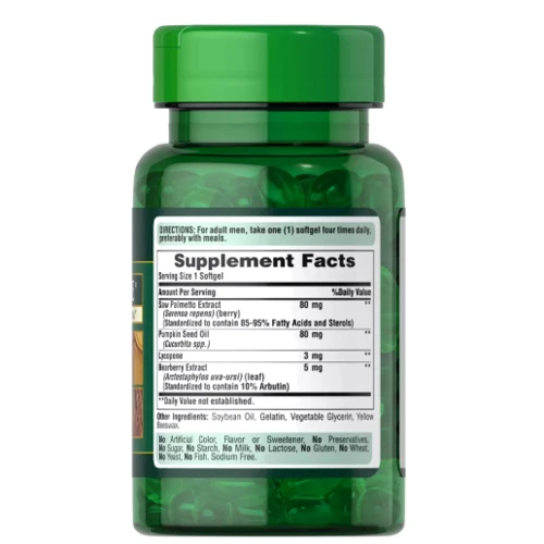 Puritan's Pride Prostate Support Formula Поддержка простаты 60 гелевых капсул: Форма выпуска Капсулы