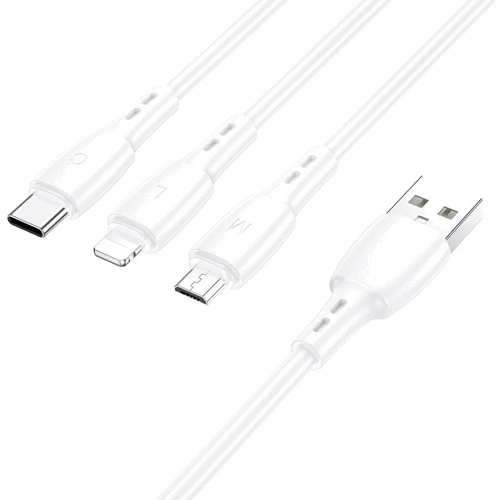 Кабель Borofone USB Cable to Micro USB/Lightning/Type-C 1m White (BX71): Длина 1 м