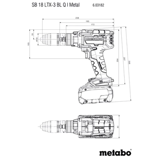 Дрель-шуруповерт Metabo SB 18 LTX-3 BL Q I Metal (603182840): Тип патрона быстрозажимной