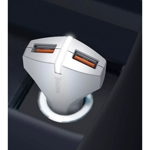 Зарядний пристрій Baseus USB Car Charger Small Rocket QC3.0 2xUSB 3A White (CCALL-RK02) фото 5