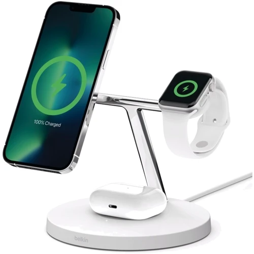 Зарядний пристрій Belkin Wireless Charger Base Station MagSafe White (WIZ017VFWH) для iPhone 16 I 15 I 14 I 13 I 12 series and Apple Watch фото 5