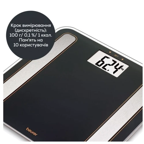 Весы напольные Beurer BF 183 LE: Особенности Подсветка, Рассчет индекса массы тела (BMI), Дисплей, Автовыключение, Автовключение