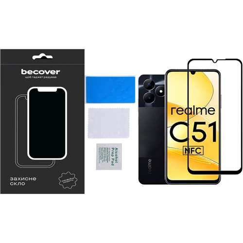 Аксессуар для смартфона BeCover Tempered Glass Black for Realme C51 (710301)
