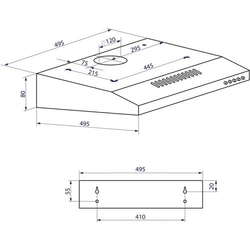 Витяжка Minola HPL 513 WH: Тип фільтра повітря Рециркуляция, Отвод