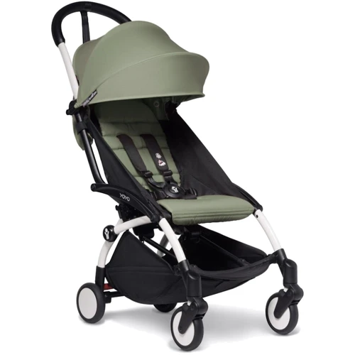 Шасси белое Babyzen YOYO² с комплектом цветным Plus 6+ (капюшон, матрасик) Olive/Оливковый (595511/BZ10109-01): Ширина шасси 44 см