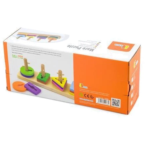 Деревянная логическая пирамидка-ключ Viga Toys Цветные фигуры (50968)