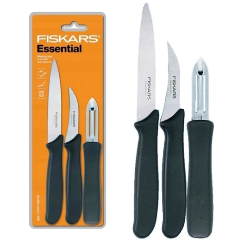 Набір кухонних ножів Fiskars Essential 3 шт. (1024162): Найменування Набір ножів