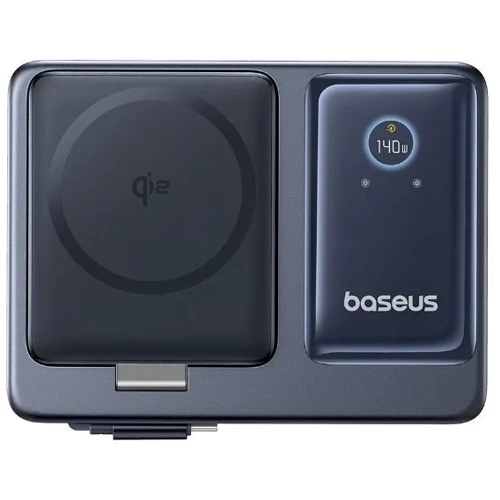 Док-станция Baseus Charging Station 2xUSB-C+USB Retractable-C Wireless Charging 140W Black (P10170902123-00) фото 1