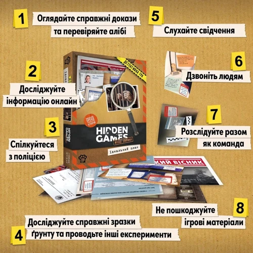 Настольная игра Woodcat Таинственные истории: Дело 1. Идеальный план (Hidden Games) (W0051): Возраст от 14-ти лет