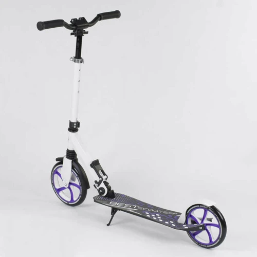 Самокат детский Best Scooter с PU колесами, зажимом руля и 1 амортизатором White/Purple (88916): Тип колес литые