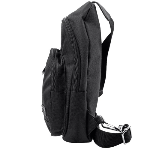 Чоловіча сумка-слінг DNK Leather чорна (DNK Joker 4 bag-1): Фактура Ткана, матова
