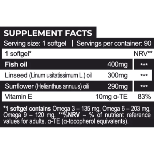 Progress Nutrition Omega 3-6-9 + Vitamin E Омега 3-6-9 + Витамин Е 90 капсул: Форма выпуска Капсулы
