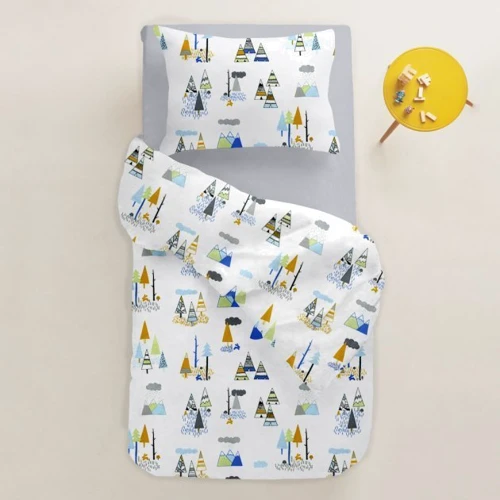 Комплект постільної білизни Cosas Wigwam Forest Grey дитячий на гумці 110х140 см (WigwamForest_Grey_140)