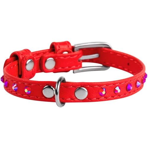 Ошейник WAUDOG Glamour с клеевыми стразами 9 мм 18-21 см красный (32503): Производитель WAUDOG