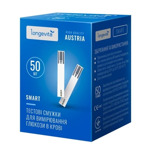 Аксессуар для глюкометра LONGEVITA Smart Тестовые полоски (50х1)50шт: undefined undefined