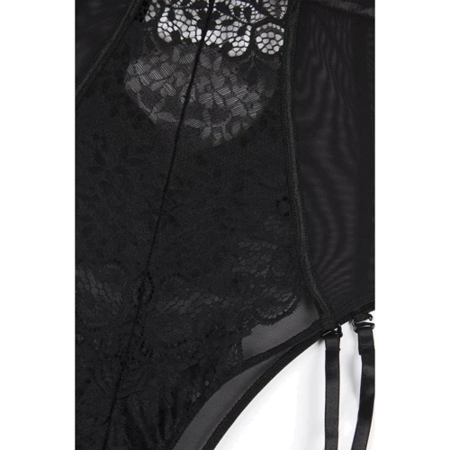 Admas эротическое боди с кружевом и подвязками, S black