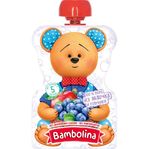 Пюре Bambolina Яблоко-голубика ПАУЧ, 90 г (4813163002264)