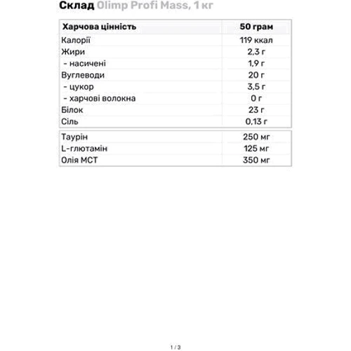 Гейнер Olimp Profi Mass 1000 g /20 servings/ Banana: Пол Унисекс
