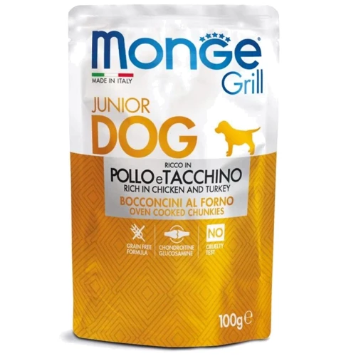 Вологий корм для собак Monge Dog Grill Puppy & Junior курка з індичкою 0.1 кг (70013178)