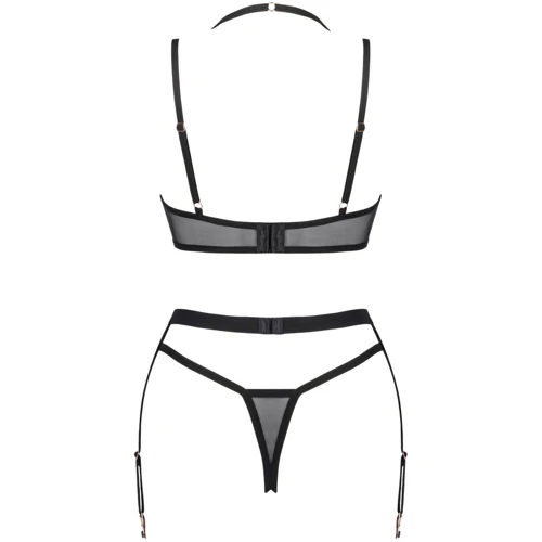 Комплект белья Obsessive Selinne 3-pcs set XS/S Black