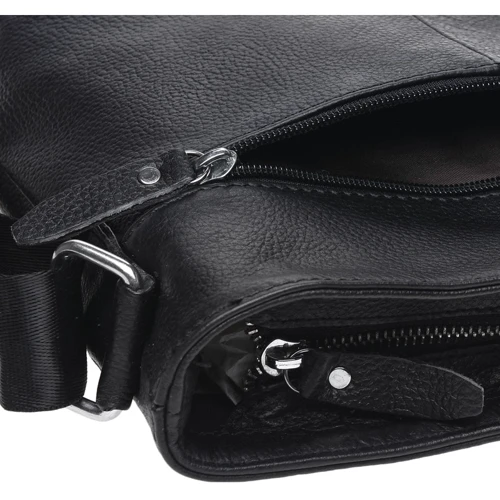 Мужская сумка планшет Borsa Leather черная (k15003-2-black): Фактура Матовая, Зернистая