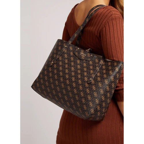 Женская сумка тоут Guess Eco Brenton Tote темно-коричневая (HWESG839023-BNL): Тип Сумки