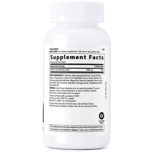 GNC Vitamin C 1000 mg, 100 Vegetarian Caplets: Тип Витамин C