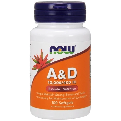 NOW Foods Vitamin A & D 10,000/400 IU Softgels 100 caps