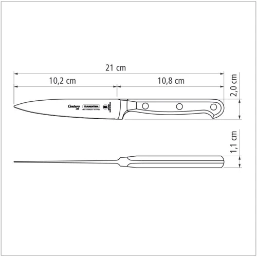 Кухонный нож Tramontina Century Black для мяса 102мм (24010/104): Рукоятка Поликарбонат
