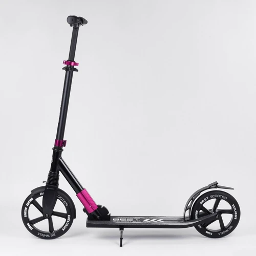 Самокат алюминиевый Best Scooter с PU колесами, и 1 передним амортизатором Black/Pink (99632): Максимальная допустимая нагрузка, кг 100