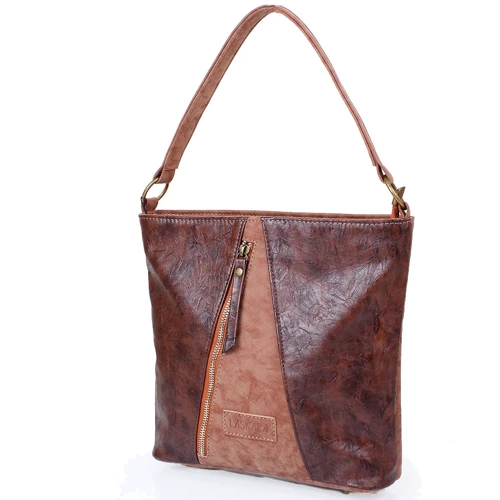 Жіноча сумка-мішок Laskara коричнева (LK10204-choco-camel) фото 9