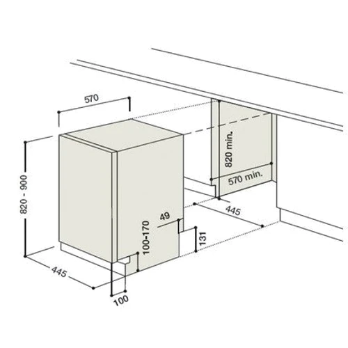 Посудомийна машина Hotpoint-Ariston LSP 720 AX: Розміри 82 х 45 x 57