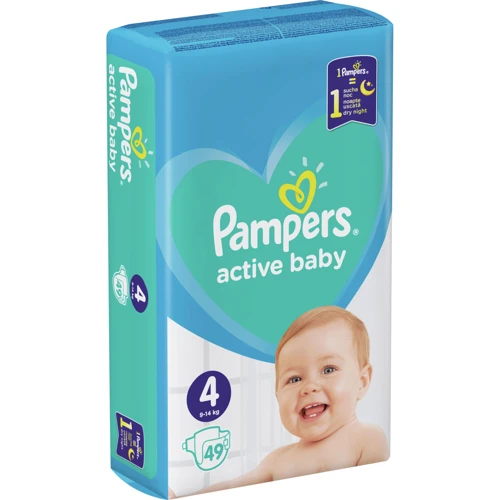 Подгузники Pampers Active Baby Maxi Размер 4 (9-14 кг), 49 шт (8001090949851): Количество в упаковке, шт 49