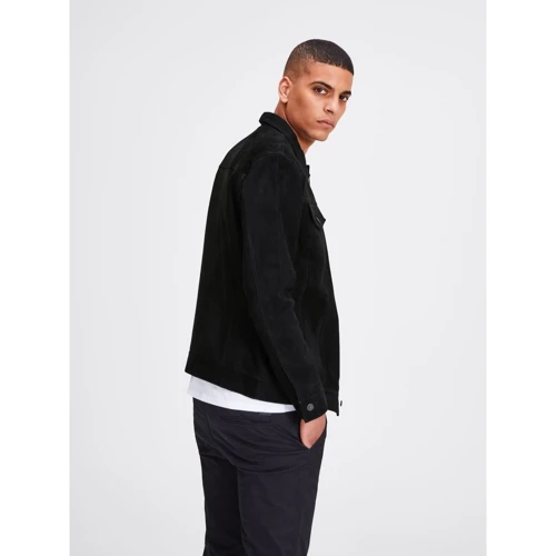 Кожаная куртка Jack & Jones 73586503 48 черная демисезон: Подкладка На подкладке