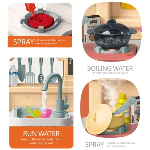 Кухня дитяча: висота 83 см, 85 елементів, звук, світло, парогенератор, подача води, аксесуари (922-135)