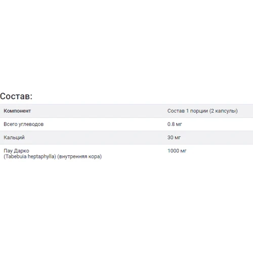 NOW Foods Pau D 'Arco 500 mg Пау Дарко 250 капсул