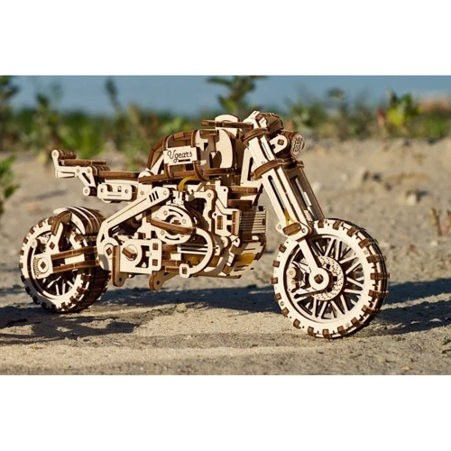 Механічний 3D пазл Ugears Мотоцикл Scramber з коляскою (6336921) фото 22