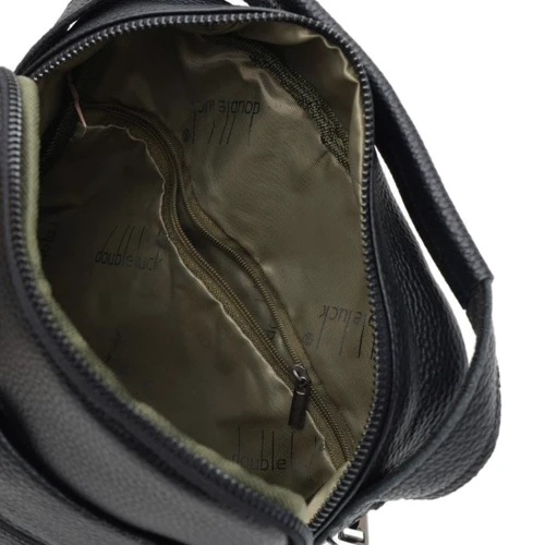 Мужская сумка через плечо Borsa Leather черная (k1885-black): Фактура Зернистая, Матовая