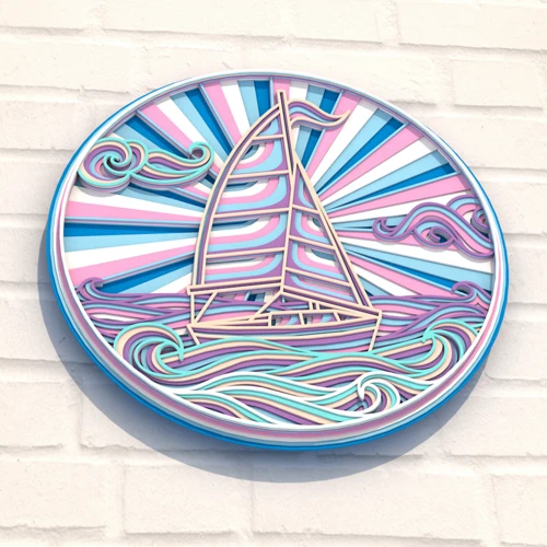 Деревянная картина-раскраска Wortex Woods Пейзаж Корабль 30х30 (3DP30004)