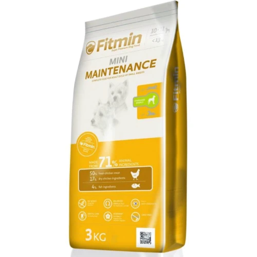 Корм для взрослых собак Fitmin dog mini maintenance для небольших пород средней энергетической ценности 3 кг (ф7196)