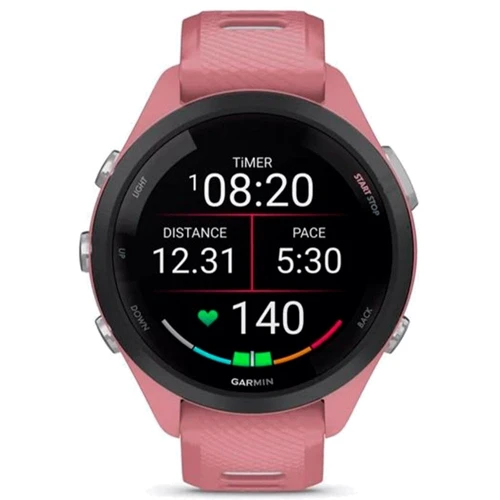Смарт-часы Garmin Forerunner 265S Black Bezel with Light Pink Case and Light Pink/Powder Grey Silicone Band (010-02810-15): Время работы до 15 дней (в режиме смарт-часов), до 24 часов (GPS), до 7.5 часов (GPS + музыка)