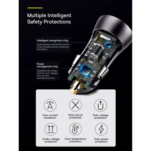 Зарядное устройство Baseus Car Charger USB+USB Golden Contactor 60W Dark Gray (CGJM000013) фото 12
