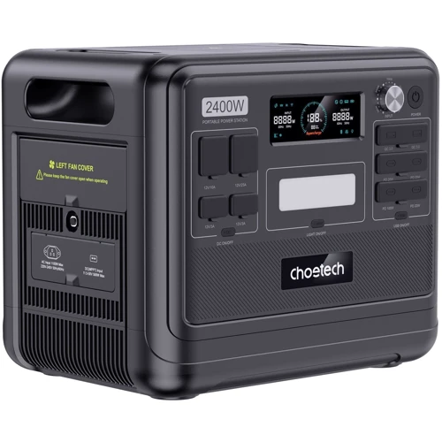 Зарядная станция Choetech 2400W 2048Wh Black (BS008) UA: Выходы потребителей Автоприкуриватель, USB-C, USB-A, 220V