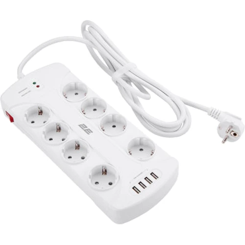 

2E 8XSchuko, 3G*1.5мм, 4*USB-A, 3м, white (2E-SP815M3USBWH)