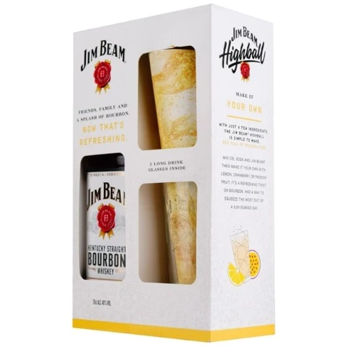 Бурбон Jim Beam White 40% 0.7 л + 2 стакана Хайболл (DDSBS1B098): Выдержка 5 лет