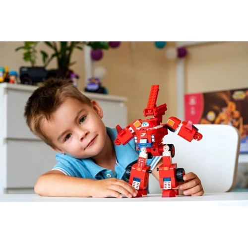 Конструктор-трансформер Super Wings Small Blocks 2-in-1 Buildable Transforming Vehicle Jett Джетт (EU385005)