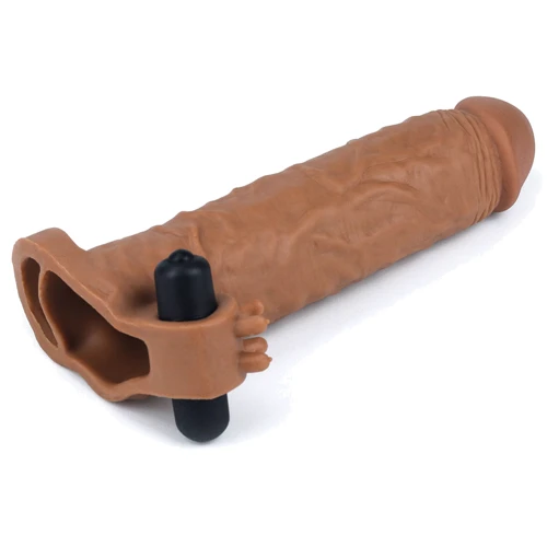 Насадка на член LoveToy Pleasure X-Tender Vibrating Penis Sleeve Add 2" Brown